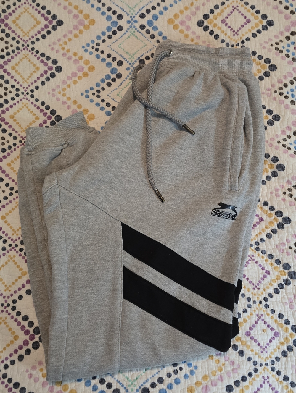 Men's Slazenger Gray & Black Drawlstring Cuffed Joggers